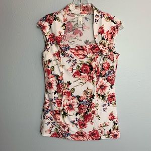 GORGEOUS WHBM FLORAL CAP SLEEVE BLOUSE SIZE SMALL